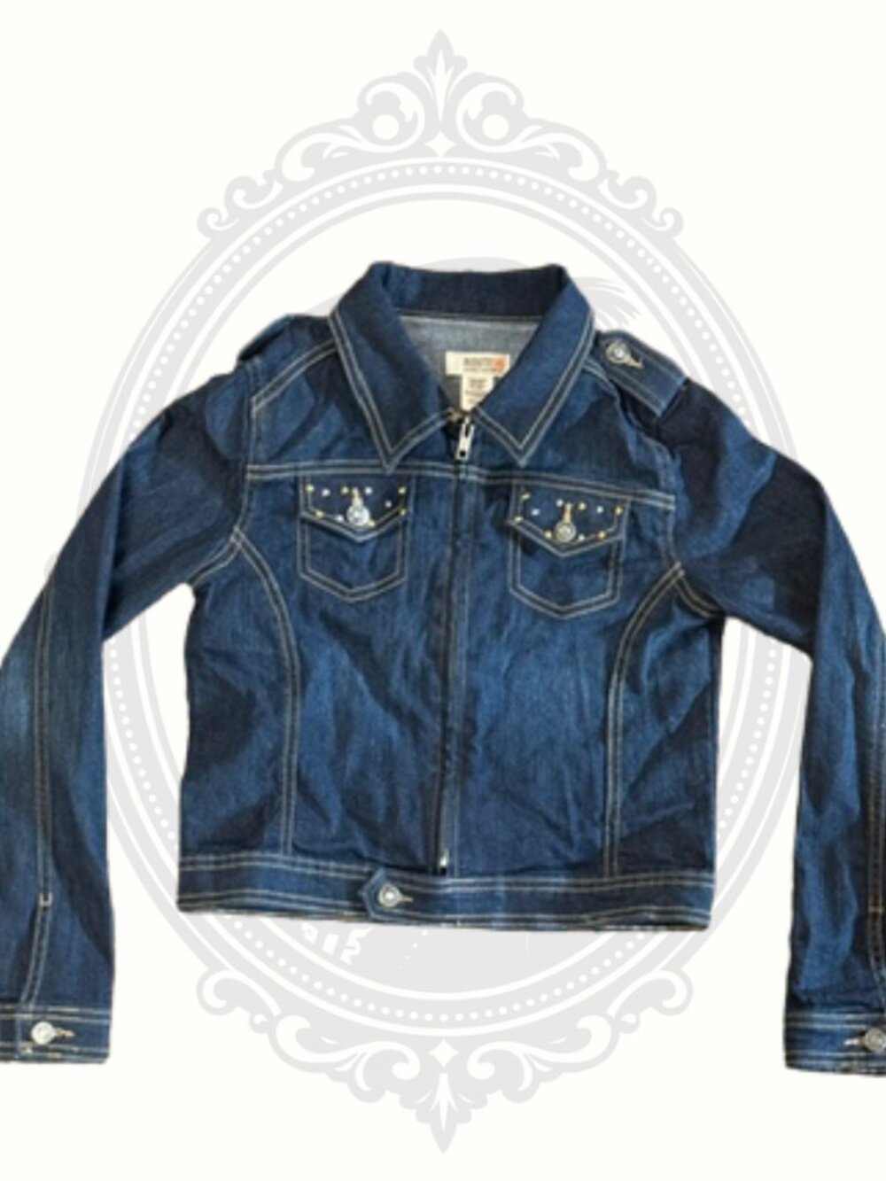 Route 66 Girls Dark Wash Denim Jacket Studded Pocket Detail Size 10/12